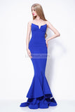 Royal Blue Strapless Ruffled Mermaid Prom Dress