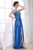 Royal Blue Thigh High Slit Prom Evening Dress With Sequins