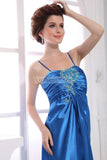 Royal Blue Thigh High Slit Prom Evening Dress With Sequins