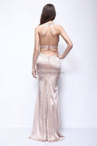 Sexy Beaded Mermaid Cut Out Prom Formal Dress