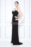 Sexy Black Thigh-high Slit Halter Cut Out Prom Dress