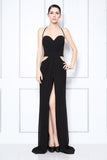 Sexy Black Thigh-high Slit Halter Cut Out Prom Dress