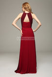 Sexy Burgundy Two-Tones Pleated Prom Long Dress