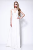 Sexy White Halter Backless Long Prom Formal Dress