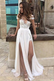 Sexy White Lace Thigh-high Slit Prom Dress