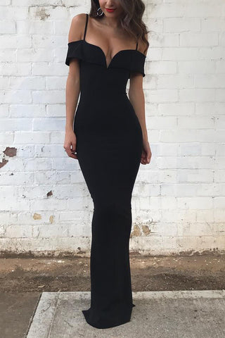 Sexy Black Sweetheart Off-the-Shoulder Prom Dress