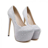 Silver Pump Closed-toe Stiletto Wedding Prom Heels