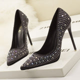 Silver Rhinestone Wedding Pointed Toe Shoes Stiletto Heels