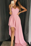 Robe de soirée longue sans manches rose bonbon simple, col en V