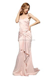 Soft Pink Ruffled Spaghetti Straps Prom Dress