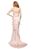 Soft Pink Ruffled Spaghetti Straps Prom Dress