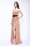 Strapless Chiffon Slit Bridesmaid Evening Dress