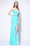 Strapless Thigh-high Slit Beaded Brideamaid Prom Dress