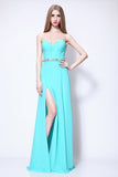 Strapless Thigh-high Slit Beaded Brideamaid Prom Dress