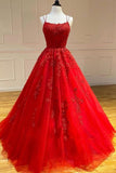 Tulle Appliques A-line Ball Gown Prom Wedding Dresses