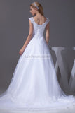 White Elegant Cap Sleeves Wedding Dress Long Bridesmaid Dress