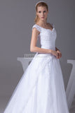 White Elegant Cap Sleeves Wedding Dress Long Bridesmaid Dress