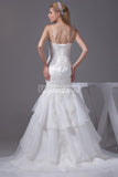 White Sparkly Spaghetti Straps Mermaid Wedding Dress Beaded Bridesmaid Dress