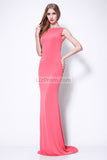 Watermelon Mermaid Long Open Back Prom Dress