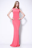 Watermelon Mermaid Long Open Back Prom Dress