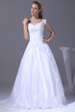 White Elegant Cap Sleeves Wedding Dress Long Bridesmaid Dress