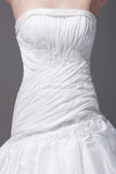 White Gorgeous Embroidered Wedding Gown Long Ruffled Bridal Dress