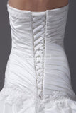 White Gorgeous Embroidered Wedding Gown Long Ruffled Bridal Dress