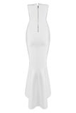 White Long Mermaid Strapless High Low Prom Dress