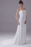 White Strapless Long Evening Formal Dress With Applique 