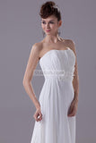 White Strapless Long Evening Formal Dress With Applique 