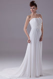 White Strapless Ruffled Long Prom Dress