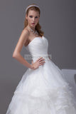 White Sweetheart Sleeveless Elegant Ball Gown Ruffled Wedding Dress