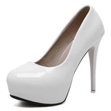 White Round Toe Women's Stiletto Prom Heels For Wedding