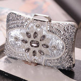 Women Silver Evening Handbag Beaded Clutch Party