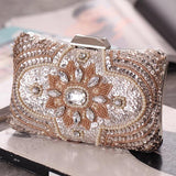 Women Champagne Evening Handbag Beaded Clutch Party